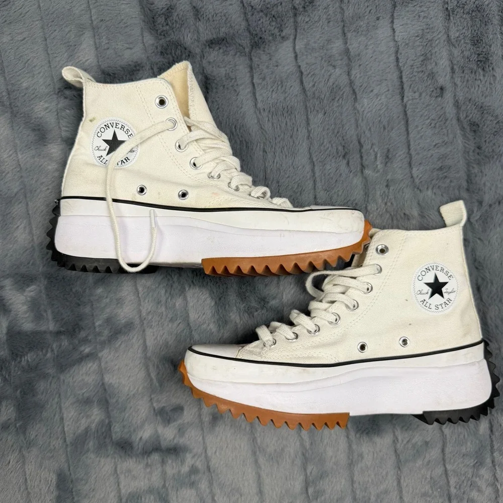 Converse Run Star Hike Sneakers Womens 8 White Platform High Top 166799C